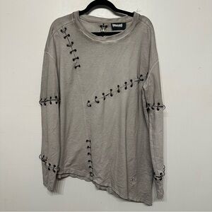 Darker Wavs Dolls Kill Modulation Unisex Ecru Pierced O Ring Tee Medium